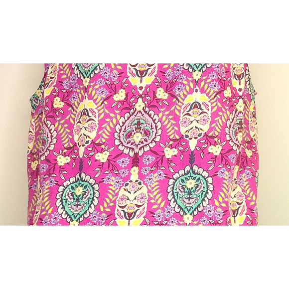 Talbots Blouse Short Cap Sleeve V-neck Purple Paisley Women's Large Petite - Picture 3 of 8